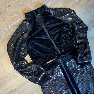 Aria Clothing Velour Crop Sequin Set